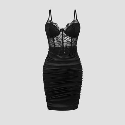 The Corset Noir - Satin Lace Dress